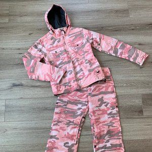 ROXY Ski/Snowboard Jacket/Pants Set Pink Camo SM/M